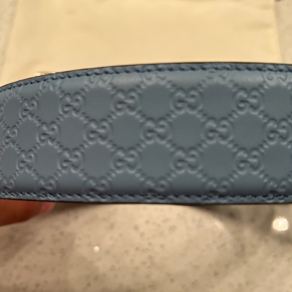 Gucci Microguccisima Signature Leather Mineral Blue Belt 70 - Picture 6 of 7